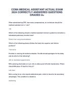 CCMA MEDICAL ASSISTANT ACTUAL EXAM 2024 CORRECTLY ANSWERED QUESTIONS GRADED A.