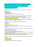 Women's Health Exam Latest Update 2024-2025 Questions and Correct with verified Answers Rated A+