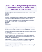 WGU C208 - Change Management and Innovation Questions and verified Answers 2024 rated A+