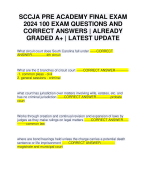 SCCJA PRE ACADEMY FINAL EXAM 2024 100 EXAM QUESTIONS AND CORRECT ANSWERS | ALREADY GRADED A+ | LATEST UPDATE