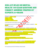 2024 ATI NCLEX-RN Mental Health 100 EXAM QUESTIONS AND CORRECT ANSWERS VERIFIED BY EXPERTS|A+GRADE