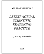 ATI TEAS VERSION 7 LATEST ACTUAL SCIENTIFIC REASONING PRACTICE Q & A WITH RATIONALES 2024