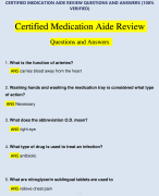 CERTIFIED MEDICATION AIDE REVIEW QUESTIONS AND ANSWERS (100% VERIFIED)