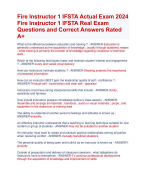 Fire Instructor 1 IFSTA Actual Exam 2024 Fire Instructor 1 IFSTA Real Exam Questions and Correct Answers Rated A+