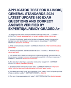 APPLICATOR TEST FOR ILLINOIS, GENERAL STANDARDS 2024 LATEST UPDATE 150 EXAM QUESTIONS AND CORRECT ANSWER VERIFIED BY EXPERTS|ALREADY GRADED A+