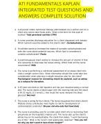 ATI FUNDAMENTALS KAPLAN  INTEGRATED TEST QUESTIONS AND  ANSWERS COMPLETE SOLUTION