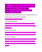 RECA RESIDENTIAL EXAM UNITS 1-9|1763 QUESTIONS & ANSWERS 100% CORRECT|COMPLETE SOLUTION GUIDE| LATEST 2024