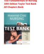 Fundamentals of Nursing 10th Edition Taylor Test Bank , All Chapters LATEST 2023-2024 WITH VERIFIED 