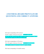 ANESTHESIA BOARD PREP EXAM 200  QUESTIONS AND CORRECT ANSWERS