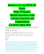 PHDAPEA 3P  Exam  Prep- Women's Health Questions with  Correct Answers and  Explanations  LATEST 2022-2023
