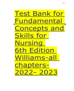 Test bank for fundamental concepts and skills for nursing 6th edition williams all chapters 2023-2024 Latest Update