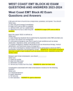 WEST COAST EMT BLOCK #2 EXAM QUESTIONS AND ANSWERS 2023-2024