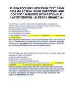 PHARMACOLOGY HESI EXAM TEST BANK 2024 180 ACTUAL EXAM QUESTIONS AND CORRECT ANSWERS WITH RATIONALE | LATEST EDITION | ALREADY GRADED A+