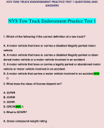 NYS TOW TRUCK ENDORSEMENT PRACTICE TESTS 1, 2, 3, 4, 5, 6, AND 7 PACKAGE DEAL