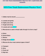 NYS TOW TRUCK ENDORSEMENT PRACTICE TEST 2 QUESTIONS AND ANSWERS 