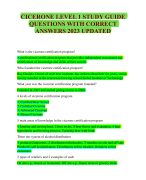 CICERONE LEVEL 1 STUDY GUIDE  QUESTIONS WITH CORRECT  ANSWERS 2023 UPDATED