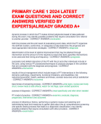 PRIMARY CARE 1 2024 LATEST EXAM QUESTIONS AND CORRECT ANSWERS VERIFIED BY EXPERTS|ALREADY GRADED A+