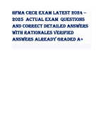 HFMA CRCR EXAM LATEST 2024 – 2025 ACTUAL EXAM QUESTIONS AND CORRECT DETAILED ANSWERS WITH RATIONALES VERIFIED ANSWERS ALREADY GRADED A+