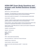  HOSA EMT Exam Study Questions and Answers with Verified Solutions Graded A 2024 