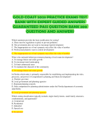 GOLD COAST 2023 PRACTICE EXAMS TEST  BANK WITH EXPERT GUIDED ANSWERS  GUARANTEED PASS QUESTION BANK 300  QUESTIONS AND ANSWERS