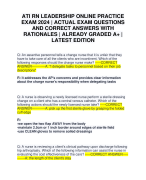 ATI RN LEADERSHIP ONLINE PRACTICE EXAM 2024 | ACTUAL EXAM QUESTIONS AND CORRECT ANSWERS WITH RATIONALES | ALREADY GRADED A+ | LATEST EDITION