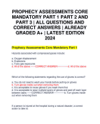 PROPHECY ASSESSMENTS CORE MANDATORY PART 1 PART 2 AND PART 3 | ALL QUESTIONS AND CORRECT ANSWERS | ALREADY GRADED A+ | LATEST EDITION 2024