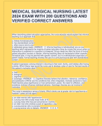 MEDICAL SURGICAL NURSING LATEST  2024 EXAM WITH 200 QUESTIONS AND  VERIFIED CORRECT ANSWERS