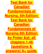 Test bank for canadian fundamentals of nursing 6th edition by potter all chapters 1_48  2023-2024 Latest Update