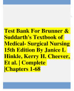 Test bank for brunner suddarth's textbook of medical surgical nursing 15th edition hinkle 2023-2024 Latest Update