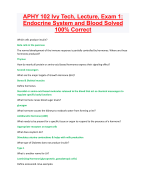 APHY 102 Ivy Tech, Lecture, Exam 1:  Endocrine System and BloodSolved  100% Correct