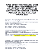 WALL STREET PREP PREMIUM EXAM TRANSACTION COMPS MODELING WALL STREET PREP EXAM | ALL 50 QUESTIONS AND CORRECT ANSWERS | ALREADY GRADED A+ | LATEST UPDATE 2024