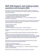  NUR 3028 Hygiene- bed making sample questions and Answers 2024