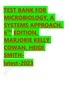 Test bank for microbiology a systems approach 6th edition marjorie kelly cowan heidi smith 2023-2024 Latest Update