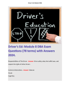 Driver's Ed: Module 8 DBA Exam Questions (78 terms) with Answers 2024. 