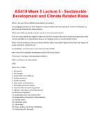 AG419 Week 5 Lecture 5 - Sustainable  Development and Climate Related Risks