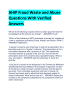 AHIP Fraud Waste and Abuse Questions With Verified  Answers