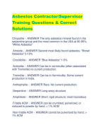 Asbestos Contractor/Supervisor  Training Questions & Correct  Solutions