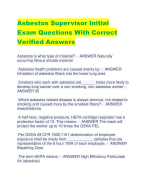 Asbestos Supervisor Initial  Exam Questions With Correct  Verified Answers