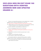 2023-2024 HESI RN EXIT EXAM 160 QUESTIONS WITH VERIFIED ANSWERS NEW AND UPDATED GRADED A+