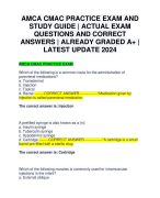 AMCA CMAC PRACTICE EXAM AND STUDY GUIDE | ACTUAL EXAM QUESTIONS AND CORRECT ANSWERS | ALREADY GRADED A+ | LATEST UPDATE 2024