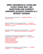 ARMY AEROMEDICAL EXAM AND STUDY GUIDE 2024 | 300 QUESTIONS AND CORRECT ANSWERS (ALREADY GRADED A+) |
