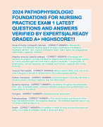 2024 PATHOPHYSIOLOGIC FOUNDATIONS FOR NURSING PRACTICE EXAM 1 LATEST QUESTIONS AND ANSWERS VERIFIED BY EXPERTS|ALREADY GRADED A+ HIGHSCORE!!!
