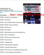Test Bank For Paramedic Care- Principles & Practice V.1, 5e (Bledsoe) Volume 1- Introduction to Advanced Pre-hospital Care