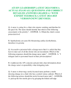 ATI RN LEADERSHIP LATEST 2024 FORM A ACTUAL EXAM ALL QUESTIONS AND CORRECT DETAILED ANSWERS GRADED A+ WITH EXPERT FEEDBACK LATEST 2024-2025 VERSION|NEW!!