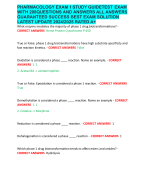 PHARMACOLOGY EXAM 1 STUDY GUIDETEST EXAM WITH 208QUESTIONS AND ANSWERS ALL ANSWERS GUARANTEED SUCCESS BEST EXAM SOLUTION LATEST UPDATE 2024/2025 RATED A+