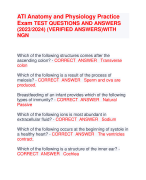ATI Anatomy and Physiology Practice  Exam TEST QUESTIONS AND ANSWERS  (2023/2024) (VERIFIED ANSWERS)WITH  NGN