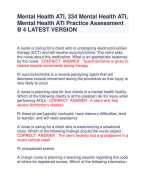 Mental Health ATI, 334 Mental Health ATI,  Mental Health ATI Practice Assessment  B 4 LATEST VERSION