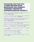 Entomology Test bank 2024 LATEST GRADED EXAM QUESTIONS AND CORRECT ANSWERS VERIFIED BY EXPERTS|ALREADY RATED A+