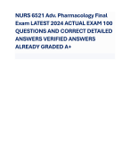 NURS 6521 Adv. Pharmacology Final Exam LATEST 2024 ACTUAL EXAM 100 QUESTIONS AND CORRECT DETAILED ANSWERS VERIFIED ANSWERS ALREADY GRADED A+