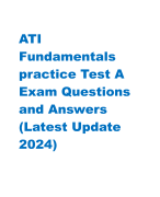 ATI Fundamentals practice Test A Exam Questions and Answers (Latest Update 2024)